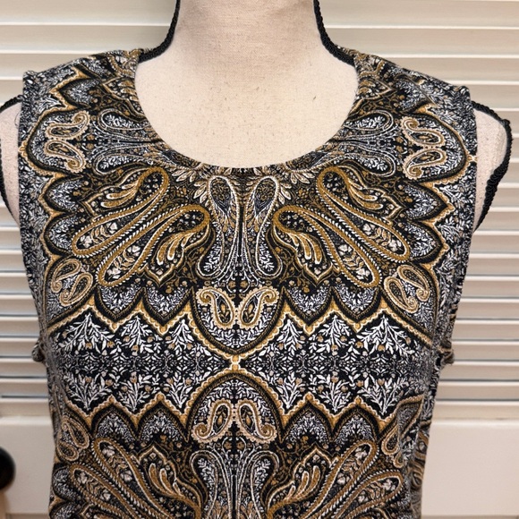 J Jill Paisley Sleeveless Dress in Browns, Golds, and Black, Size Medium, NWOT - Picture 3 of 17